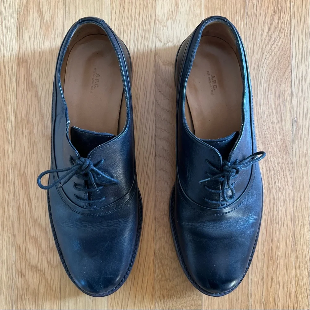 A.P.C. Black Leather Lace-Up Derbies